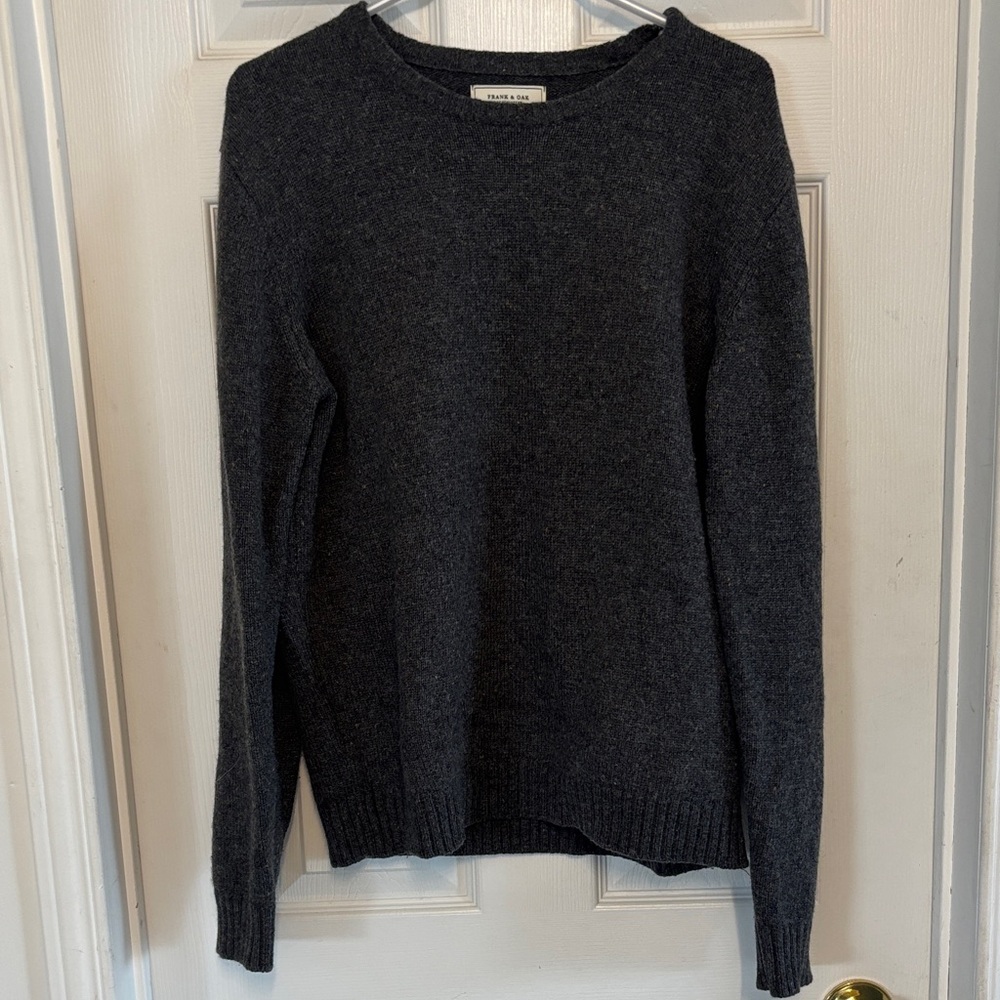 Frank & Oak Wool Charcoal Crew Neck Sweater
